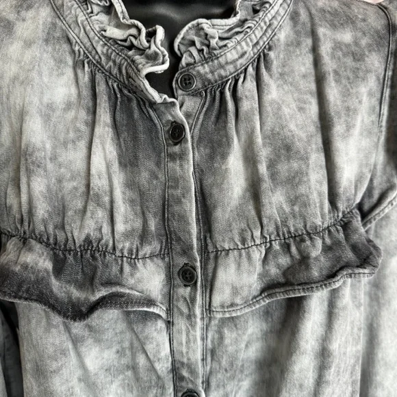 Isabel Etoile Marant Tie Dye Acid Wash Print Mock Neck Button up top - Picture 10 of 13